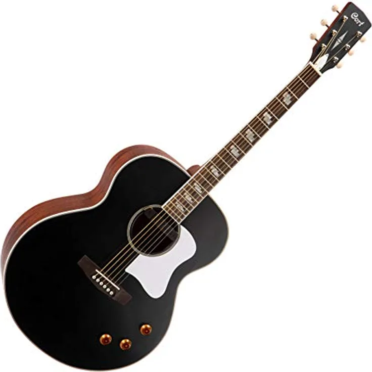 Cort CJ Retro VBM, Jumbo Westerngitarre mit Fishman Neo D Humbucker, Vintage Black Matte