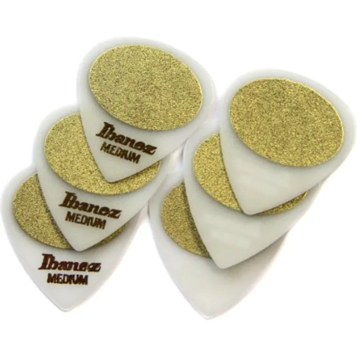 Ibanez PPA16MSG-WH Pick Set, Plektrum Set mit 6 Stück, medium Sand, weiß, 0,80 mm, Grip Wizard Serie