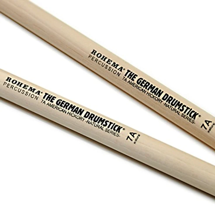 Rohema 7A Hickory Drumstick, natural, unlackiert, Länge 395mm, Durchmesser 13,8mm, Made in Germany – Bild 4