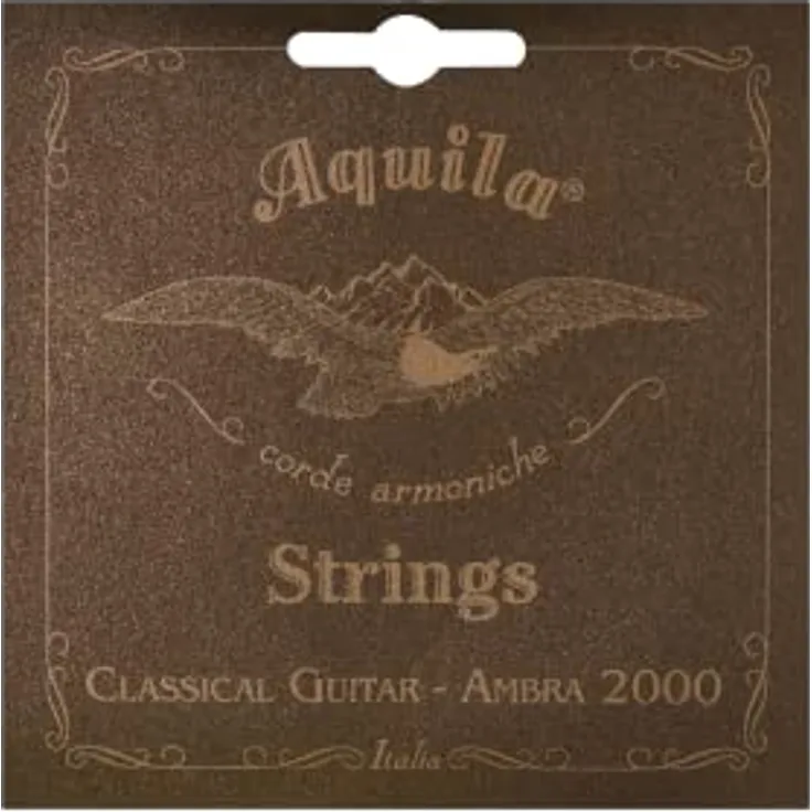 Aquila 108C Ambra 2000 Classical, Gitarrensaiten für Klassische Gitarre, Normal Tension, Nylgut und Rayon Bass, exzellente Ansprache, hohe Stimmstabilität, weiß