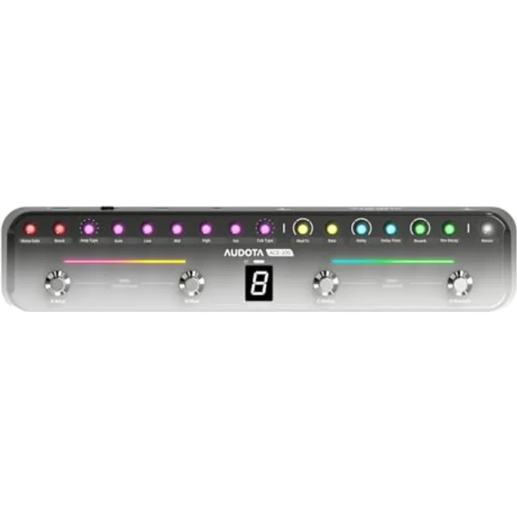 Audota ACE-100 Combined Effects Pedal, Gitarren-Multieffekte mit 8 Amp-Modellen, 40 Presets, Bluetooth 5.0 und USB-C