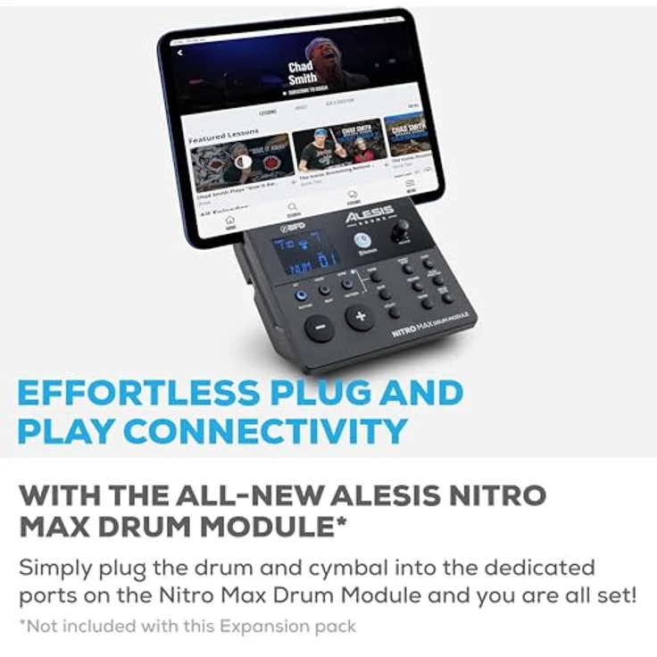 Alesis Drums Nitro Max Expansion Pack, E-Drum Set Erweiterung mit 8" Mesh Tom Pad, 10" Becken mit Choke und Verbindungskabeln – Bild 5