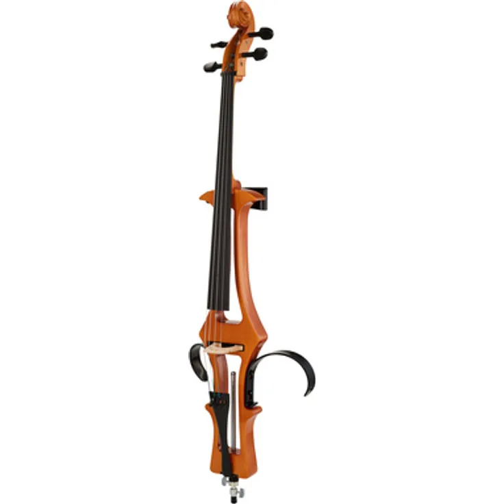Harley Benton HBCE 990AM, Elektrisches Cello mit aktivem Shadow Tonabnehmersystem, bernsteinfarben, inkl. Tasche, Bogen und Zubehör