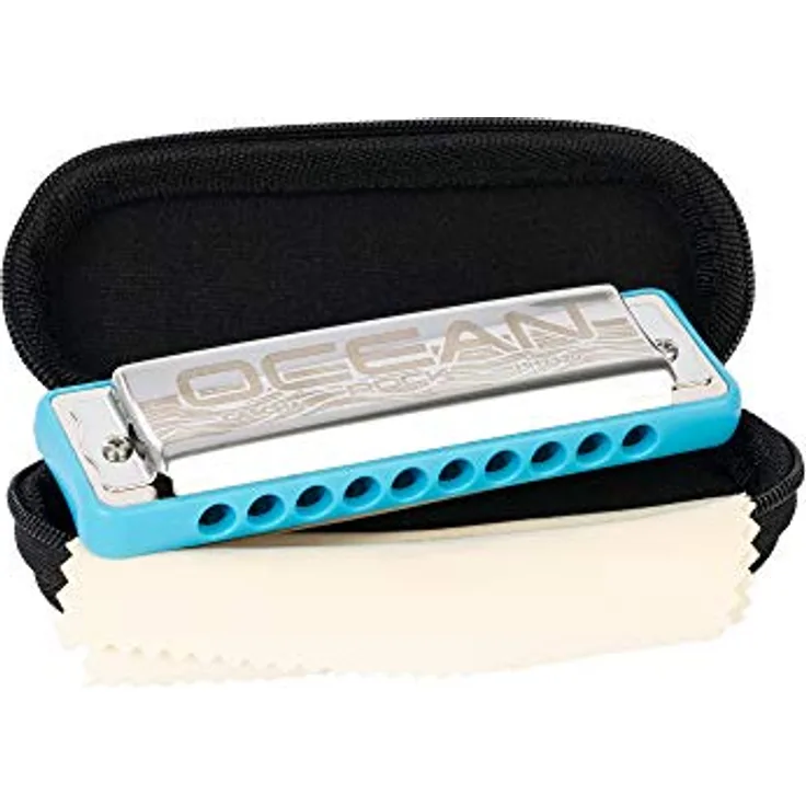 Cascha HH-2324 Ocean Rock Blue G, Diatonische Mundharmonika in G-Dur mit 20 Stimmzungen aus Phosphor-Bronze, blau
