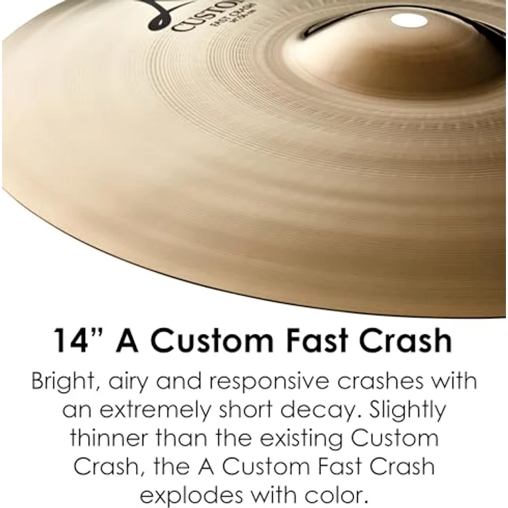 Zildjian 14" A-Custom Fast Crash, Schlagzeugbecken mit brillantem Klang und weichem Ausklingverhalten – Bild 3