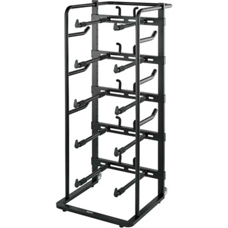 On-Stage DRS9000 Snare Drum Rack, aus hochwertigem Stahl für bis zu fünf Snare Drums bis 16", schwarz mit Rollen