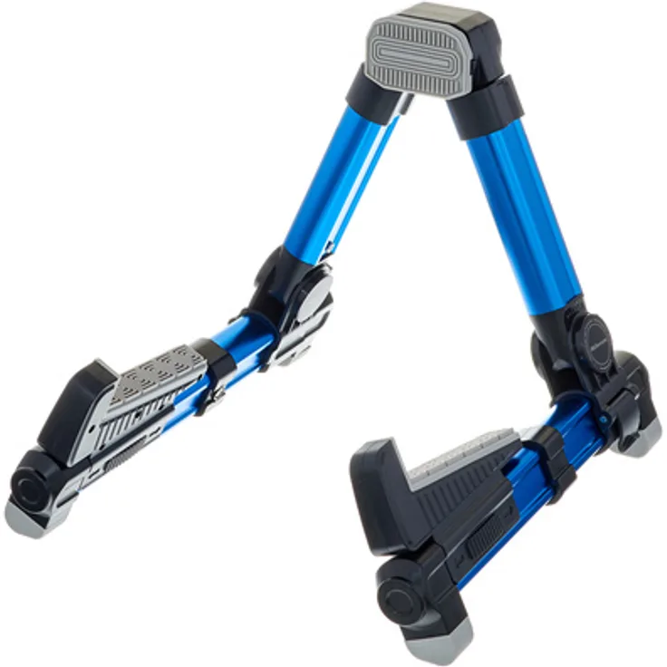 Millenium Uke A-Stand Flex Blue, faltbarer Ukulele Ständer aus Aluminium und ABS, verstellbare Stützpolster, blau