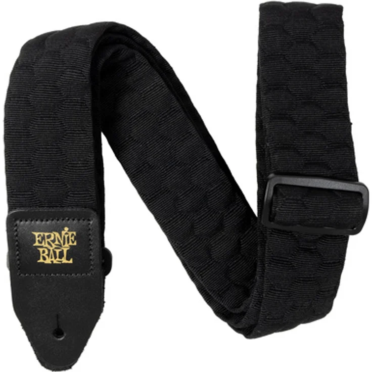 Ernie Ball Jacquard Strap Dark Matter, E-Gitarrengurt aus stabilem Polypropylen mit Leder-Enden, extra lang 104-182 cm