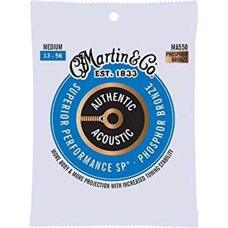 Martin MA550, Akustikgitarrensaiten Superior Performance Medium 13-56, 92/8 Phosphor Bronze mit ausgewogenem Klang – Bild 1