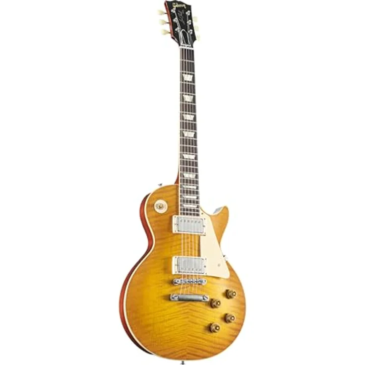 Gibson Les Paul 59 DL Light Aged, E-Gitarre mit geflammter Ahorn Decke, massiven Mahagoni Korpus, Dirty Lemon - Light Aged – Bild 1