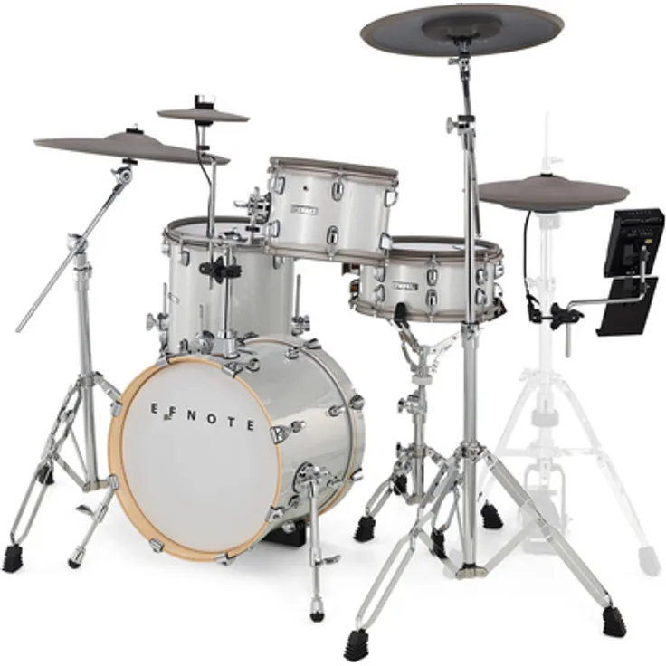 Efnote Efnote 5 E-Drum Set, 6-lagige Birkenholz Kessel, Drum Modul mit Aluminiumgehäuse, 98 Multilayer Sounds, 17 Preset Kits, 83 User Kits, USB Audio Interface, Bluetooth, 16"-Bass Drum Pad, 12"-Drei-Zonen Snare Pad, 10"-Zwei-Zonen Tom Pad, 12"-Zwei-Zonen Standtom Pad, 14"-Zwei-Zonen Hi-Hat Pad, schwarz