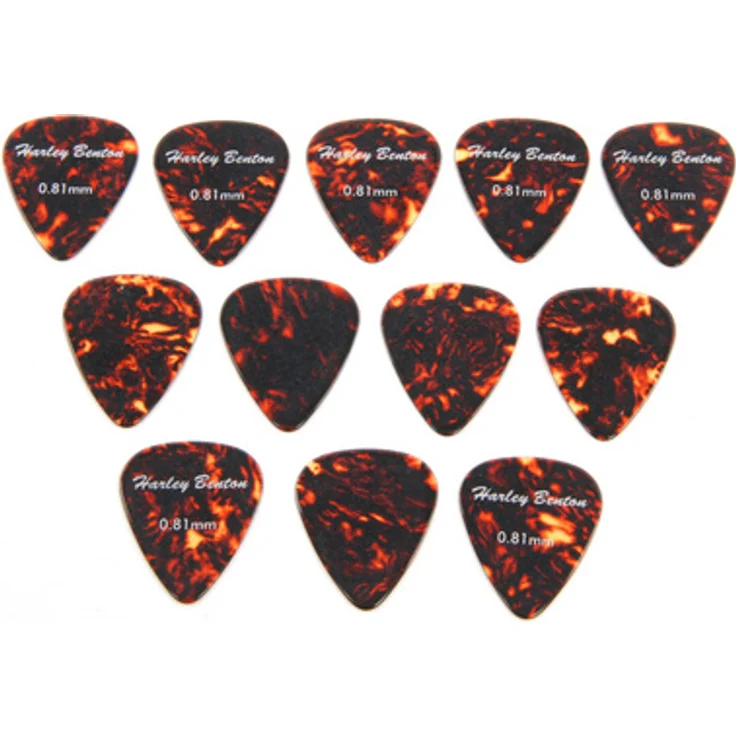 Harley Benton Celluloid Players Pick Set M, Plektren Set mit 12 Stück, Medium 0,81mm Stärke, klassische 351 Form