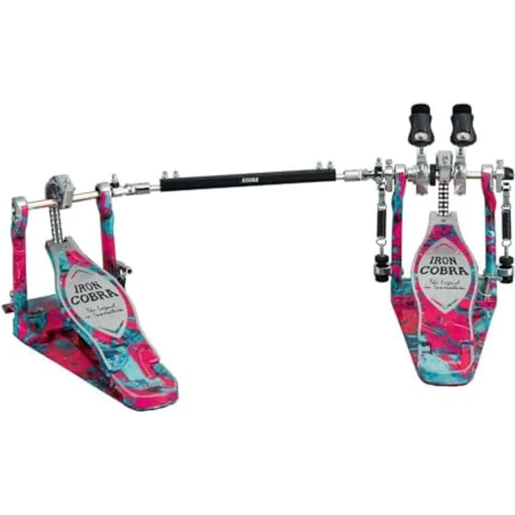 Tama HP900PWMCS Power G. Double Pedal, limitierte 50 Jahre Jubiläumsedition, Marble Coral Swirl, Power Glide System mit Doppelkette und Cobra Beater – Bild 1