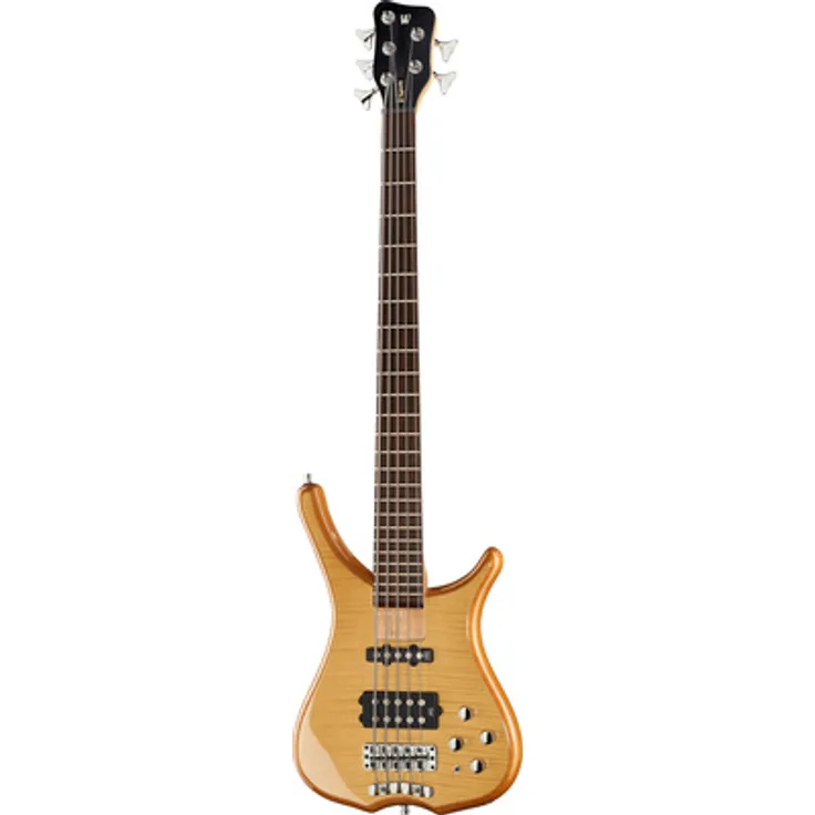 Warwick RockBass Infinity 5 NTHP, 5-Saiter E-Bass mit Roterle Korpus, AAA geflammter Ahorn Furnierdecke und aktiver 2-Band Elektronik, Natural Transparent High Polish