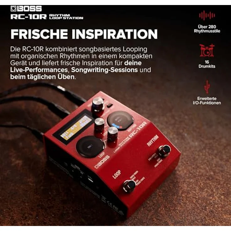 BOSS RC-10R Rhythm Loop Station, kompaktes Performance-Tool mit 280 Preset-Stilen, 16 Drumkits und 2-Spur-Betrieb – Bild 3