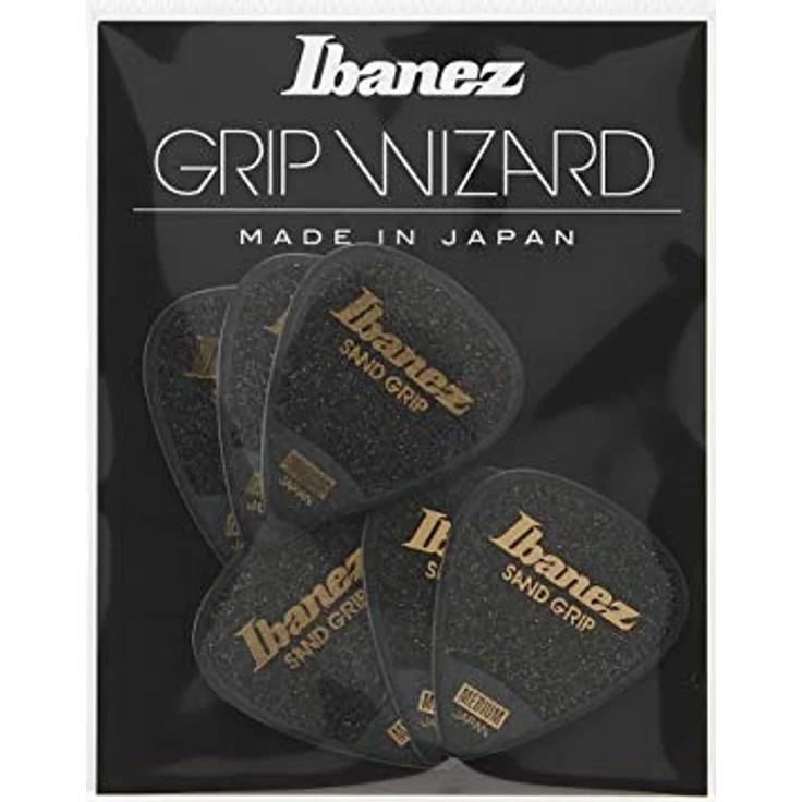 Ibanez PPA14MSG-BK Pick Set 0,80 mm, Teardrop Plektren mit Medium Sand Grip, 6 Stück, schwarz – Bild 1