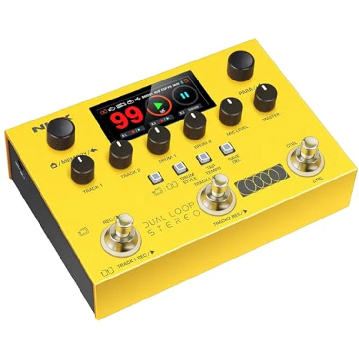 Nux Dual Loop Stereo, Looper Pedal mit 90 Minuten Stereo-Aufnahmezeit, Drum Machine und MIDI In/Out – Bild 1