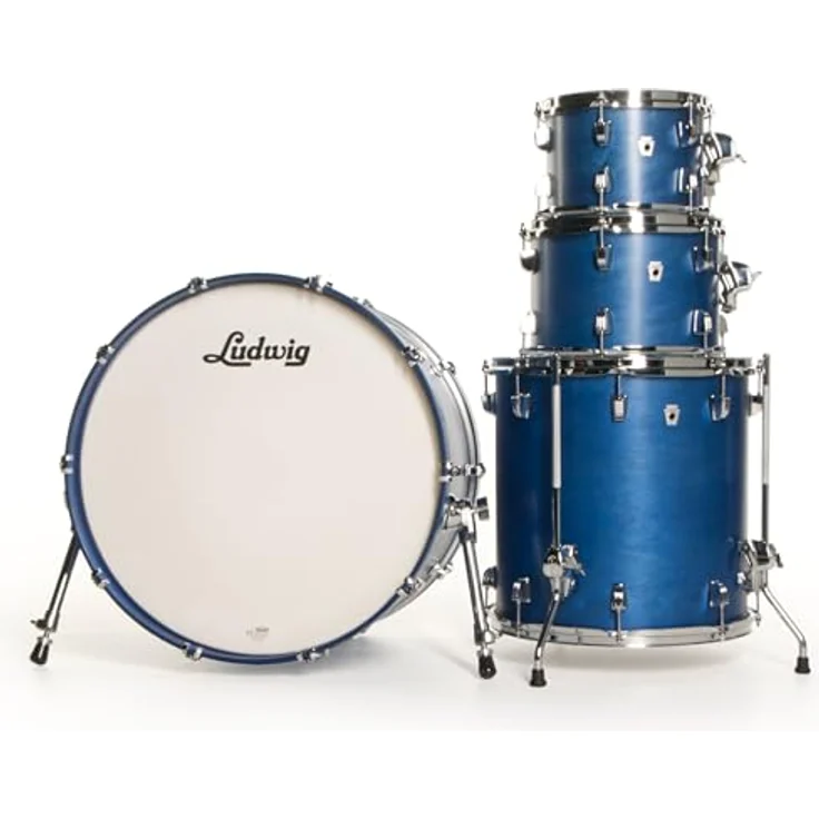 Ludwig NeuSonic Mod2 4pc Set, Schlagzeugset mit 7-lagigem Ahorn/Kirsche Hybridkessel, Satin Royal Blue – Bild 1