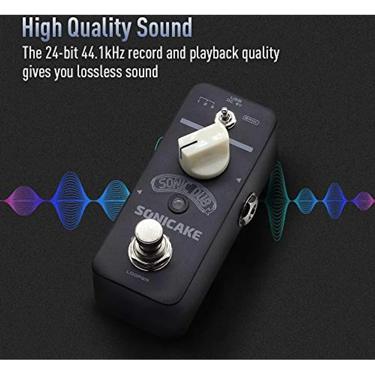 SONICAKE Looper Gitarre Effektpedal, 12 Minuten Looping Zeit, 24 Bit 44.1 kHz Qualität, mit 3 Bankspeicher für Loops – Bild 4