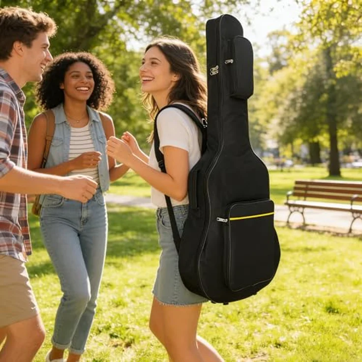 MINGZE Gitarrentasche 41 Zoll, wasserdichte Gig Tasche mit verstellbarem Schultergurt und zwei Fächern, lila – Bild 4