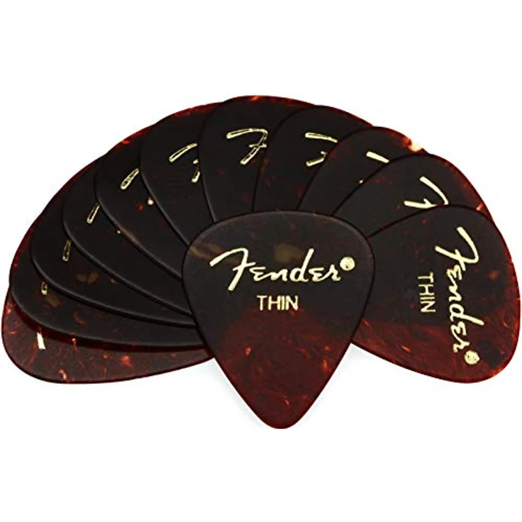 Fender Classic Celluloid Pick Set Shell T 12, 12 Stück dünne Plektren in klassischer 351 Form – Bild 1
