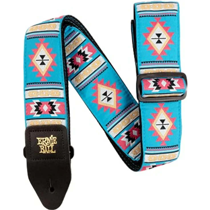 Ernie Ball Jacquard E-Gitarre Gurt, Sedona Blue, 51 mm breit, verstellbar von 104 cm bis 183 cm, mit Lederenden – Bild 4