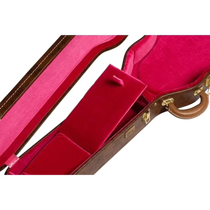 Gibson LP Lifton Historic Case, Gitarrenkoffer für Les Paul Modelle mit robusten Verschlüssen und pinkem Plüsch, braun – Bild 6