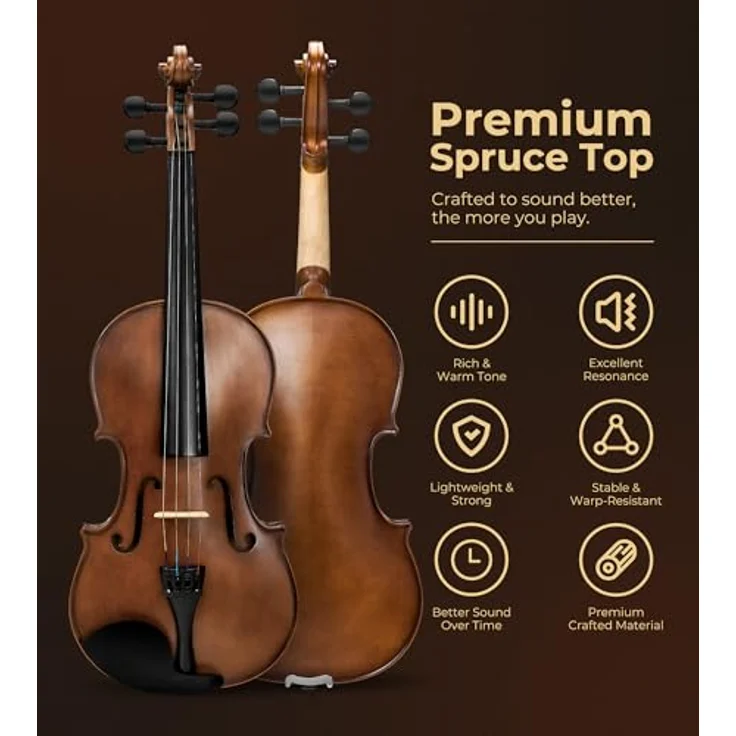 Vangoa 4/4 Violine Massivholz, Akustisches Violin Set für Anfänger mit Zubehör und Geigenkoffer, Ideal für Erwachsene und Kinder – Bild 4