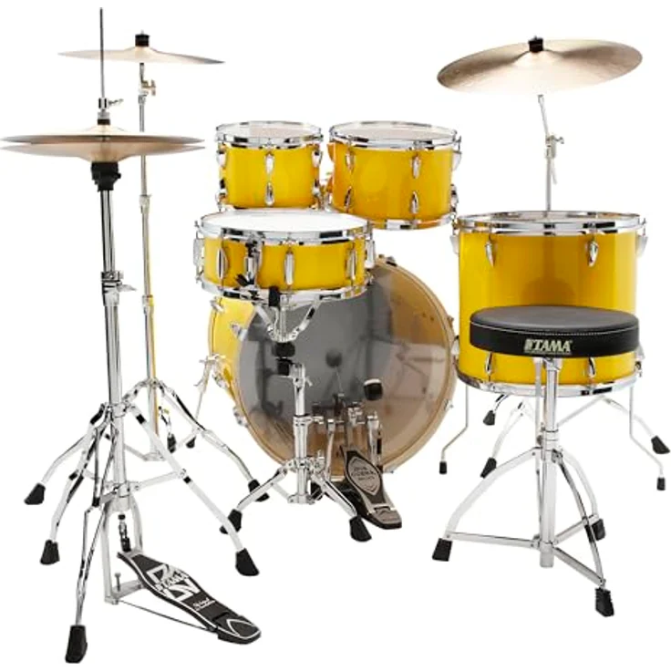 Tama Imperialstar 22" 5-teiliges Schlagzeugset, Electric Yellow, mit 6-lagigen Pappelholzkesseln und Chrom Hardware – Bild 2