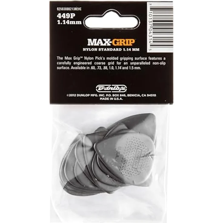 Dunlop Nylon Max Grip 1,14 mm, Plektrum Set mit 12 Stück für Spieler – Bild 2