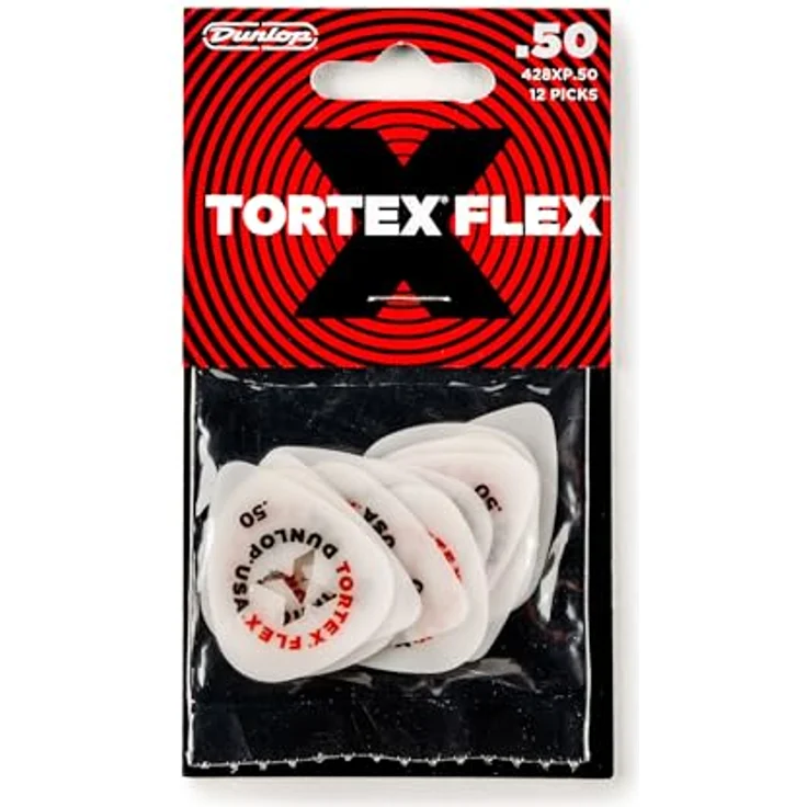 Dunlop Tortex Flex X Pick .50 mm, Plektrum Pack mit 12 Stück, Standardform, Tortex Material – Bild 4