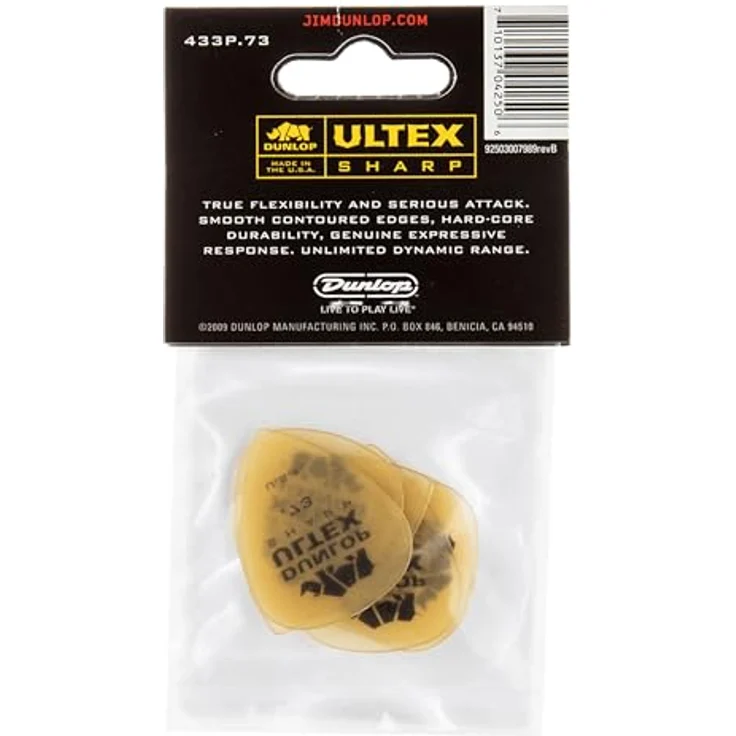 Dunlop Ultex Sharp Player Picks 0.73, Plektrum Set mit 6 Stück, Stärke 0,73mm – Bild 2
