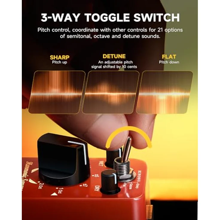 Donner Harmonic Square Gitarren-Multieffekte Pedal mit 7 Modi, digitalem Stromkreis, True Bypass und Aluminium-Legierung – Bild 3