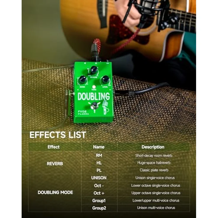 Flamma FV02 Vocal & Guitar FX, Effektprozessor für Gesang und Gitarre mit Reverb, Schwarz – Bild 3