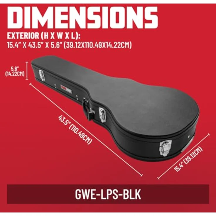 Gator Single Cut Guitarcase GWE-LPS-BLK, Koffer für Single-Cutaway Gitarren, schwarz, mit dickem Plüschfutter, Außenmaße 1105 mm x 391 mm x 142 mm, Gewicht 3,7 kg – Bild 5