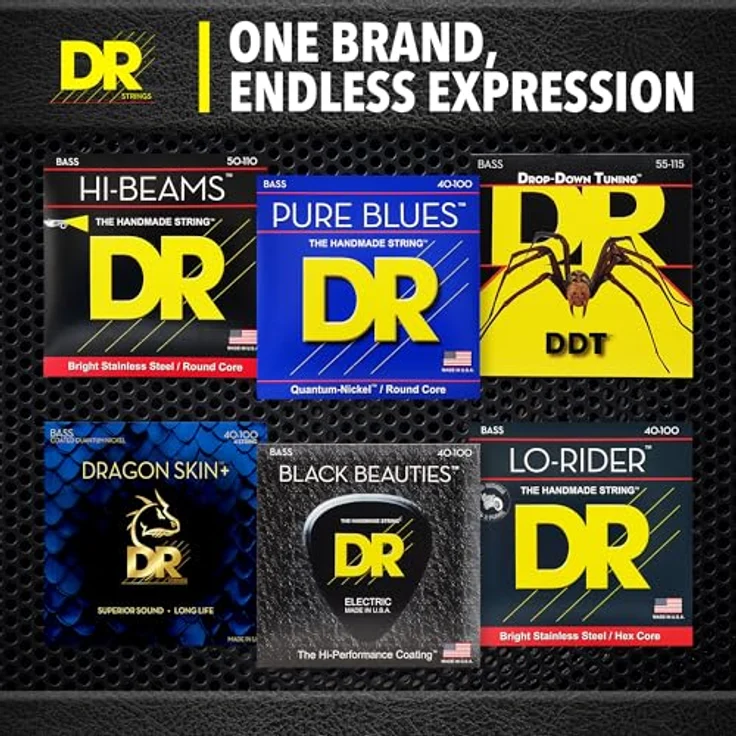 DR Strings Hi-Beams MLR-45, Bass Saiten Satz, Stainless Steel, Medium Light, Stärken 045" - 100" – Bild 8