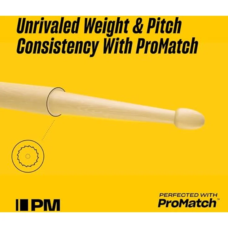 Pro Mark 7A Rebound Fire Grain, Hickory Drumsticks mit Acorn Tip, 40,64 cm Länge, 1,35 cm Durchmesser – Bild 4