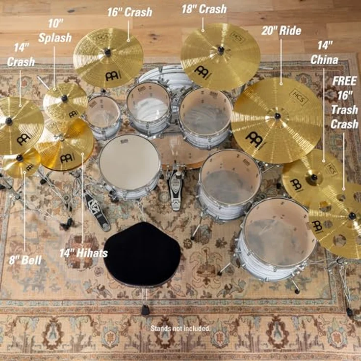 Meinl Cymbals HCS-SCS1 Ultimate Special Becken Set, komplettes Schlagzeugbecken-Set mit 14“ HiHat, 14“ Crash, 16“ Crash, 18“ Crash, 14“ China, 20“ Ride, 8“ Bell, 10“ Splash und 16“ Trash Crash, hergestellt aus robuster Bronze Legierung, ideal für Anfänger – Bild 2