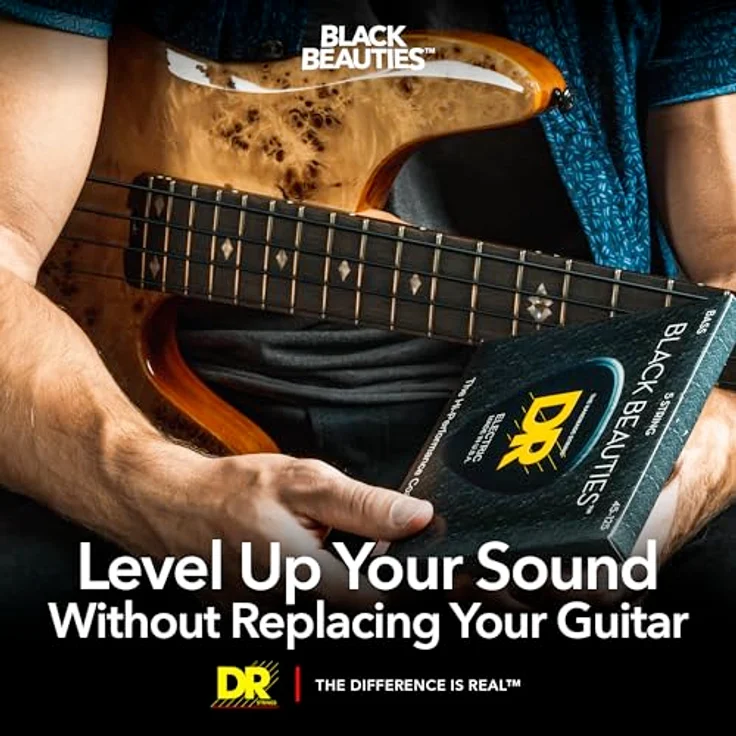 DR Strings Bass-Saiten Black Beauties, 5 String Bass-Saiten, schwarz beschichtet, Medium (45-125), handgefertigt mit klarem, knackigem Ton – Bild 4