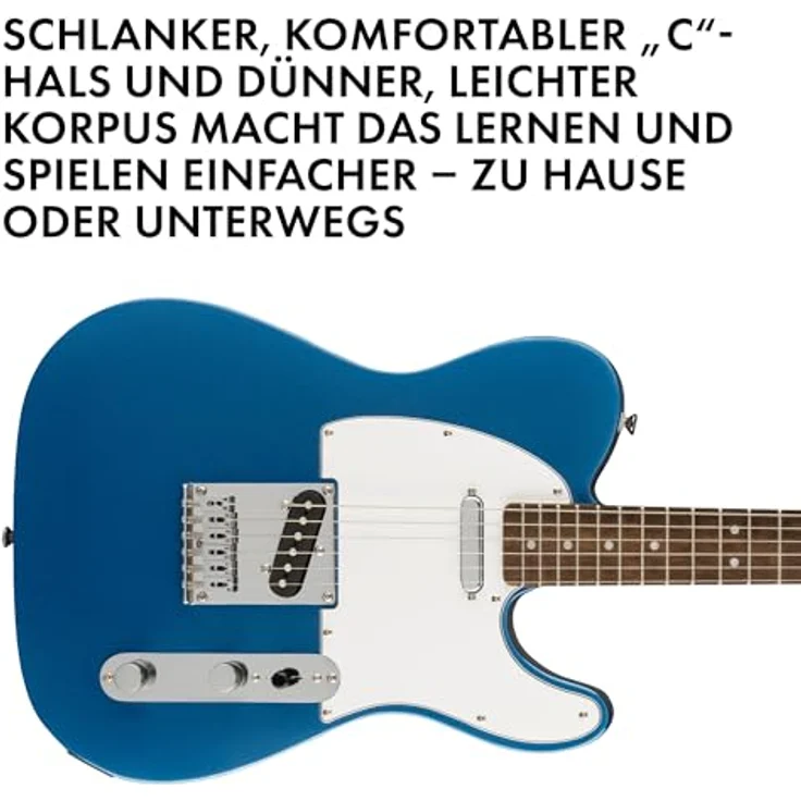 Squier Affinity Telecaster E-Gitarre, Lake Placid Blue, Pappel-Korpus, Ahorn-Hals, 21 Bünde, Ceramic Single-Coil Tonabnehmer – Bild 4