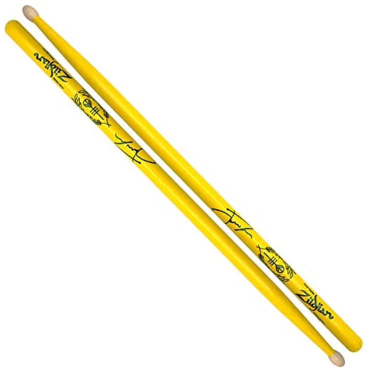 Zildjian Josh Dun Trench Sticks, Hickory Drumsticks, gelb, 41,9 cm, 5A Version mit Holzkopf und "Alien Josh" Logo – Bild 1