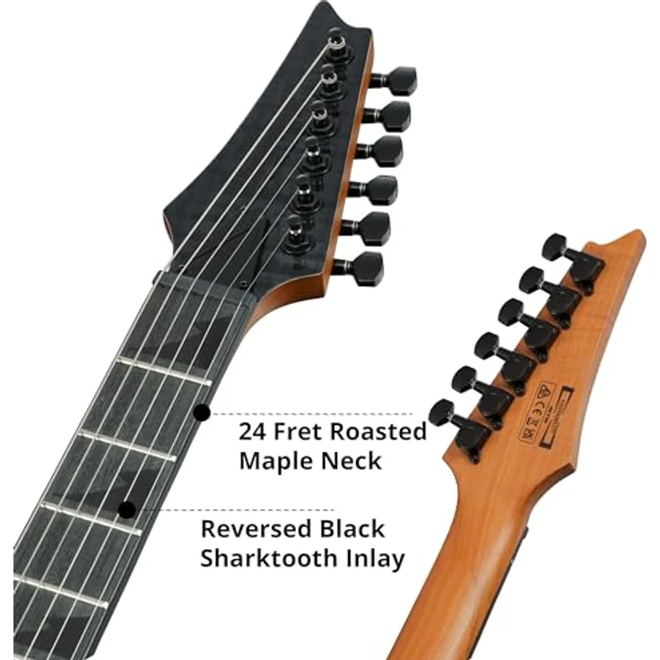 Ibanez GRGR221FA-TDK, E-Gitarre mit Okoume Korpus, geflammter Ahorn Optik, geröstetem Ahorn Hals, Purpleheart Griffbrett, 2x IBZ 6 Humbucker, Transparent Indigo Black – Bild 5