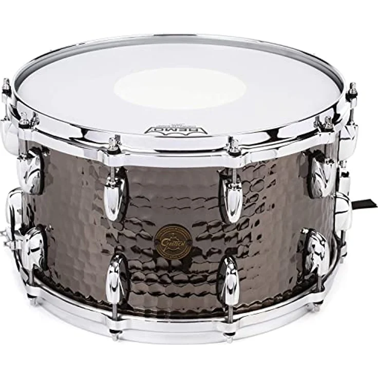 Gretsch Drums 14"x8" Black Hammered Snare, gehämmerte Stahl-Trommel mit Gußspannreifen und Remo 14" Coated Fell – Bild 2