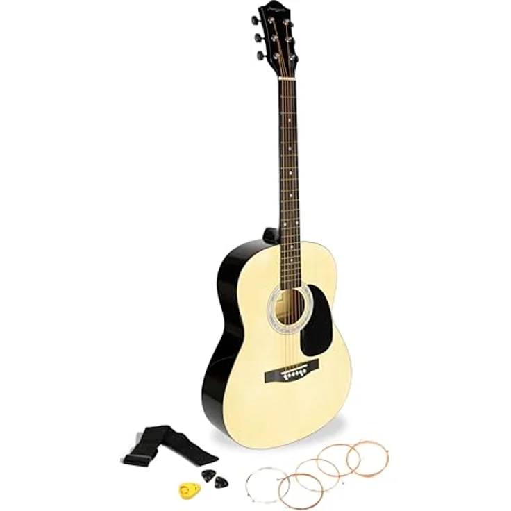 Martin Smith W100, Akustikgitarre-Kit mit Dreadnought-Korpus, Stahlsaiten, Gitarrengurt und Plektren, hochglanzpoliert – Bild 1