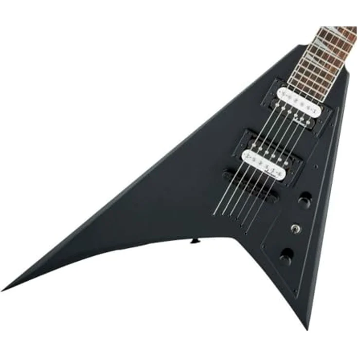 Jackson JS32T Rhoads E-Gitarre mit Lindenholzkorpus, 2 Humbucking Tonabnehmer, Satin Schwarz, String-Through Hardtail – Bild 3