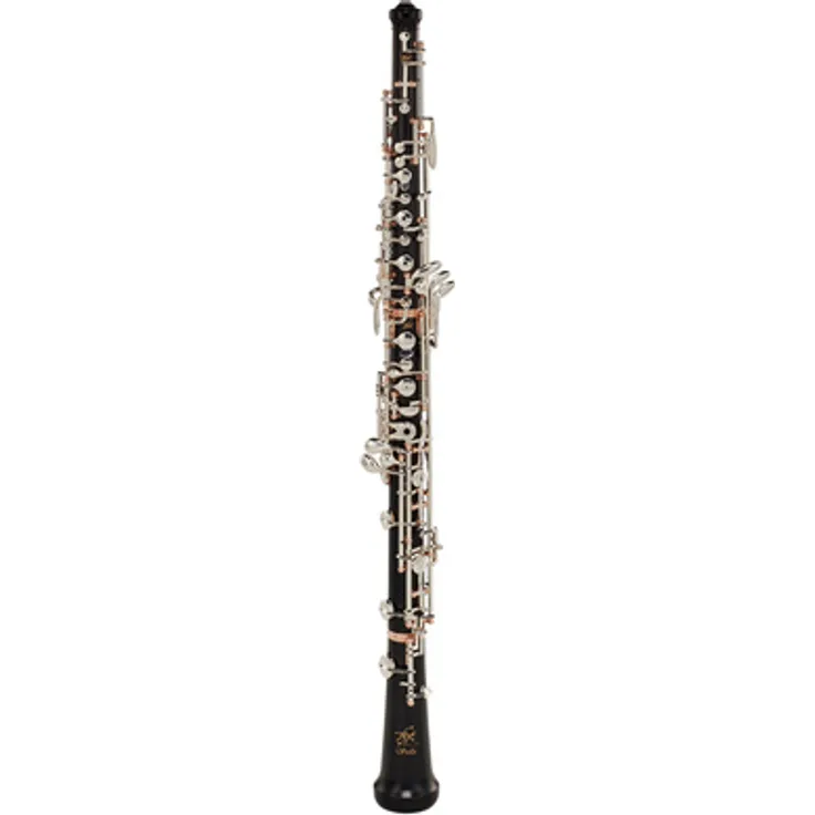 Thore Stella Oboe, Profi-Orchestermodell aus Grenadillholz, versilberte Mechanik, vergoldete Säulchen, halbautomatisch, inklusive Luxuskoffer und Reinigungsset