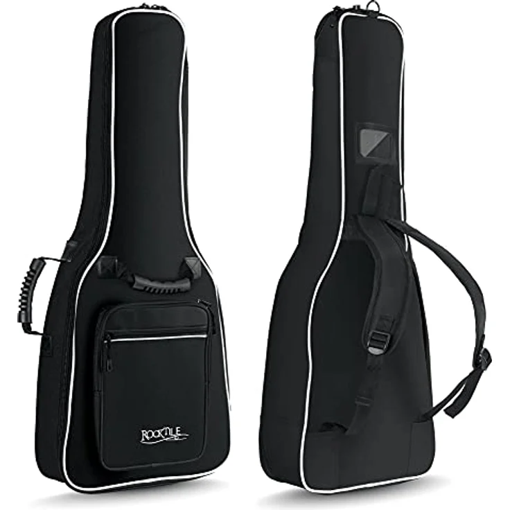 ROCKTILE 1/2 Klassik-Gitarrentasche, gepolsterter Gigbag mit Rucksackgarnitur und 2 Außentaschen, schwarz – Bild 1