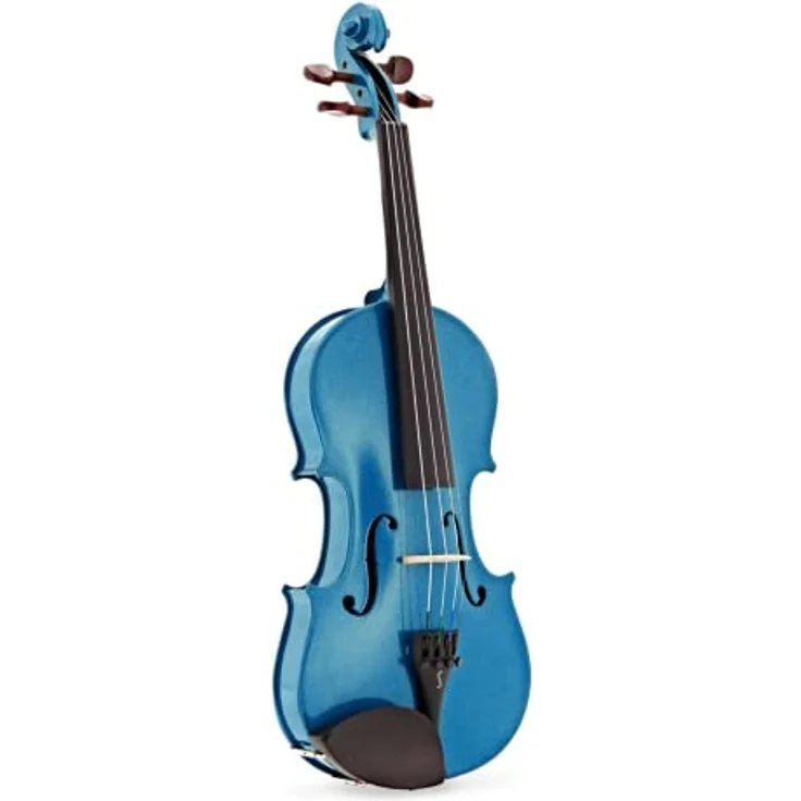 Stentor SR1401 Harlequin Violine 4/4 AB, massive Fichtendecke, Ahornzargen, schwarz gebeiztes Hartholzgriffbrett, Farbe: Atlantic Blue, inkl. Koffer und Bogen – Bild 8