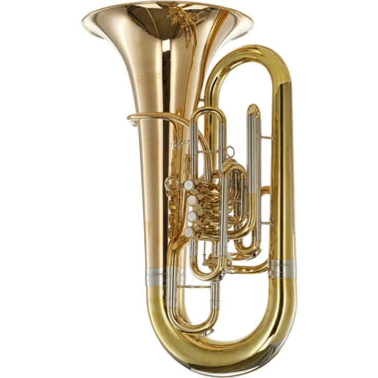 Thomann Phoenix RAW F-Tuba, unlackierte Messingtuba mit 5 Ventilen, 440mm Schallbecher und Gigbag