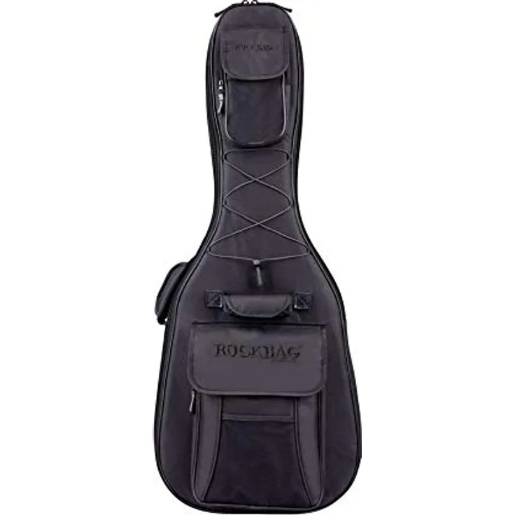 Rockbag Starline Hollowbody Guitar Bag, Gitarrentasche aus 600 Denier Polyester, Schwarz, gepolstert mit 20 mm Schaumstoff, wasserabweisend, mit Rucksacktragegurten